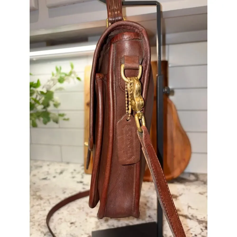 Vintage Coach Station Bag #5130 Brown Glove Leather Turnlock Costa Rica